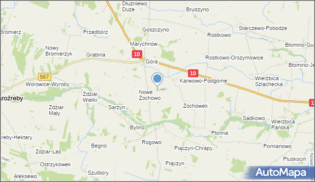 mapa Żochowo Stare, Żochowo Stare na mapie Targeo